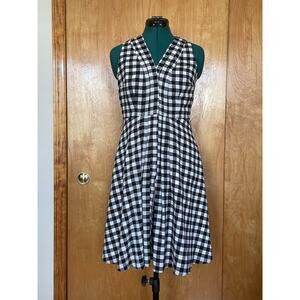 Ann Taylor Checkered Button Front Dress Petite 2P
